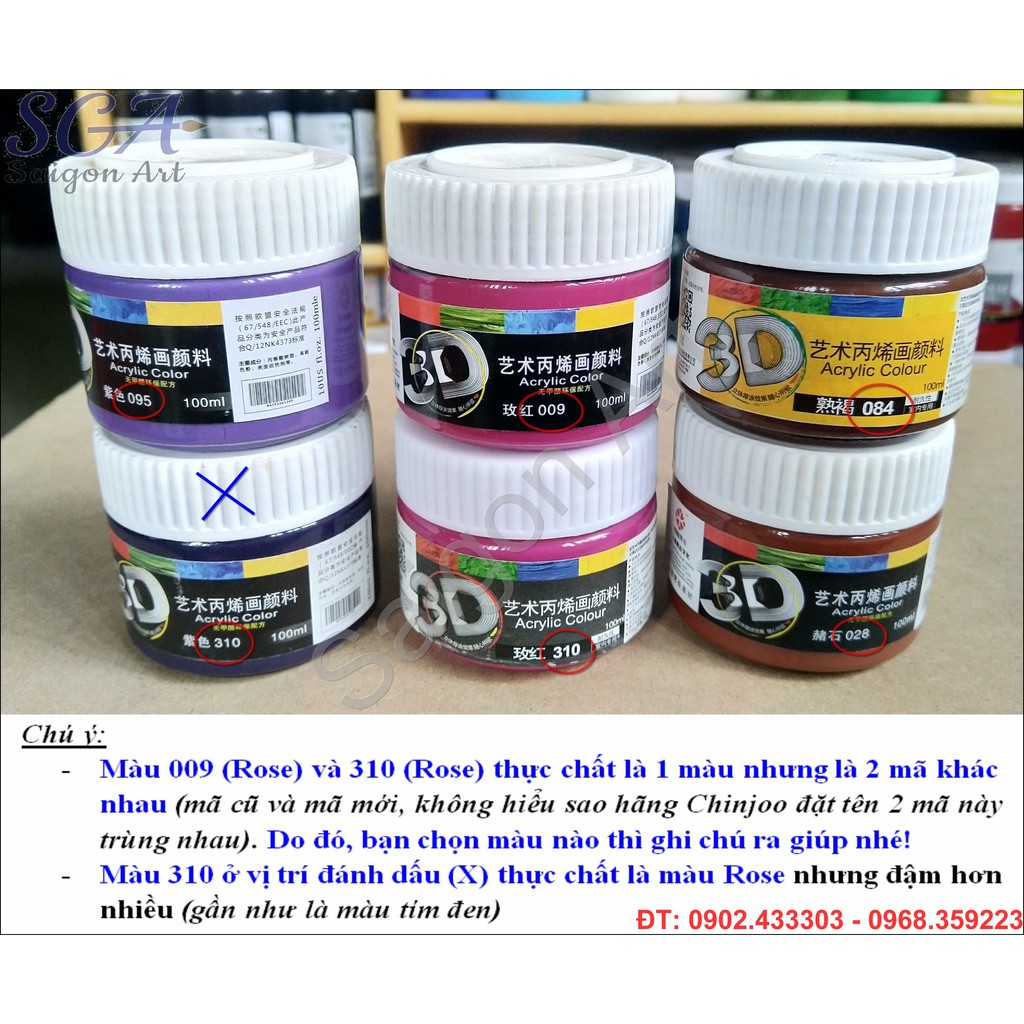 Màu Acrylic Chinjoo-Fanggu 3D 100ml loại THƯỜNG