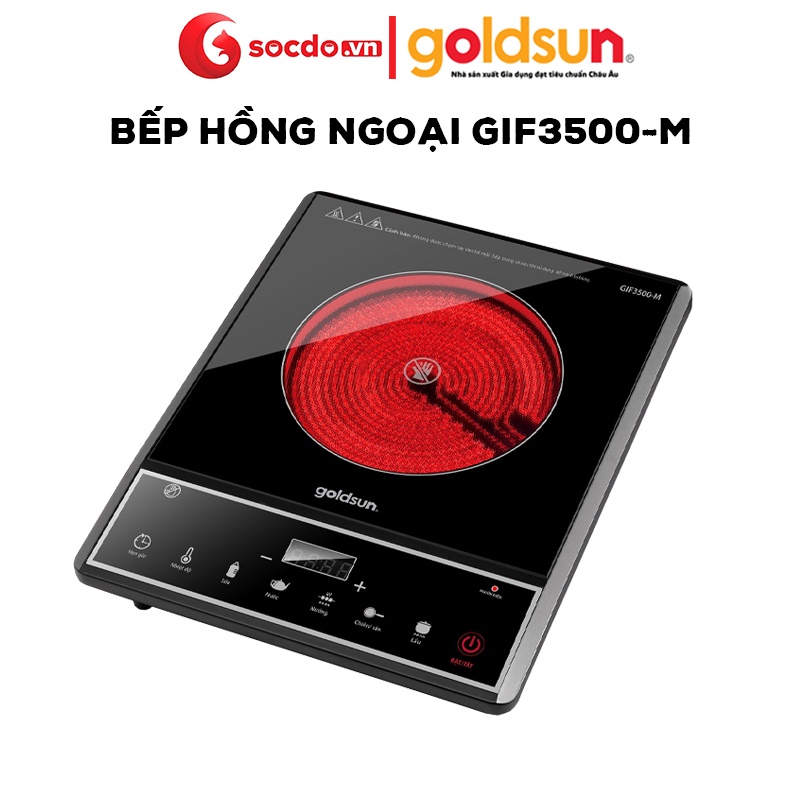 Bếp hồng ngoại Goldsun GIC3501D, Bếp từ không kén nồi - Tặng kèm vỉ nướng inox