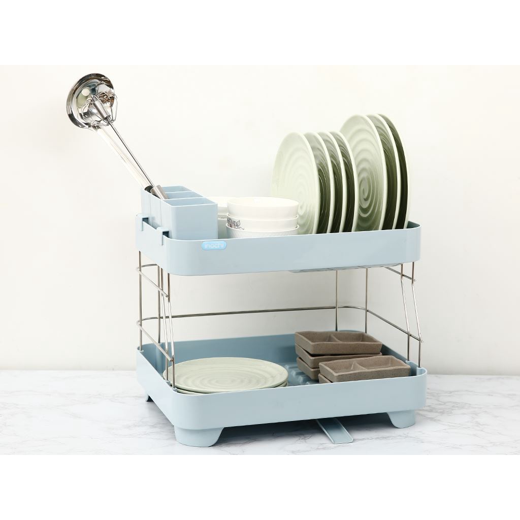 Kệ chén bát 2 tầng INOCHI Tokyo nhựa nguyên sinh úp chén bát có rãnh thoát nước