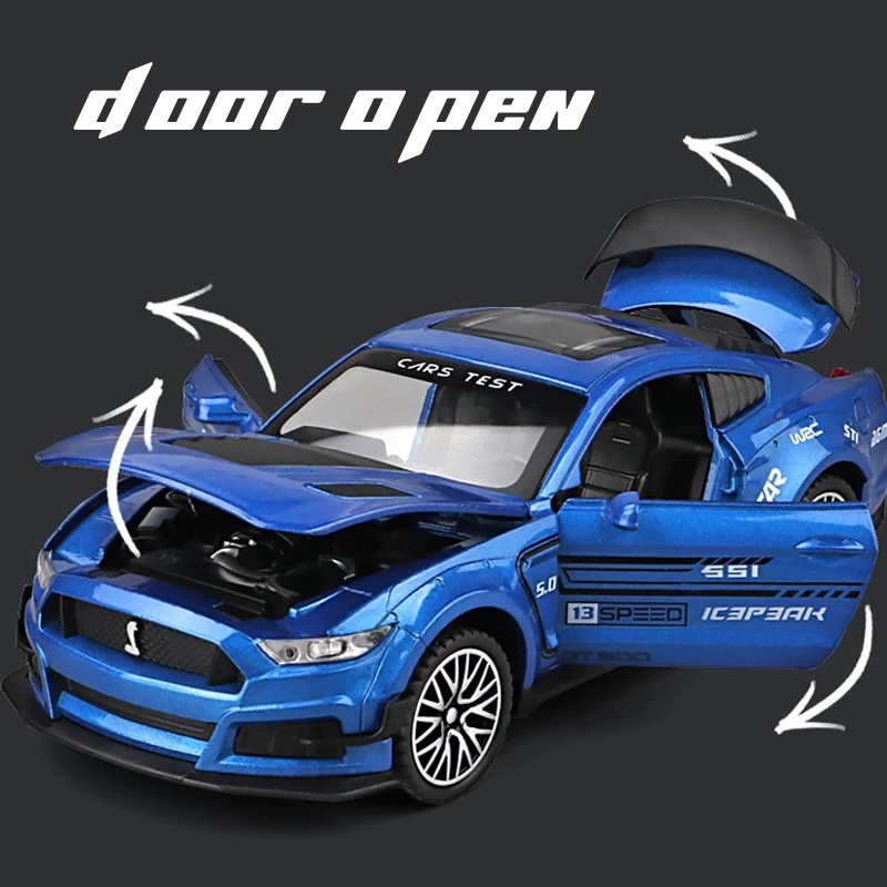 Mô Hình Xe Hơi Ford Mustang GT500 Bằng Hợp Kim Có Đèn Và Nhạc Tỷ Lệ 1: 32