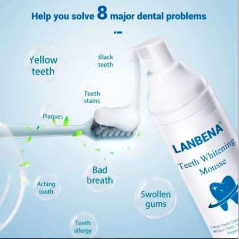 LANBENA Tinh chất làm trắng răng khử mùi hôi miệng kem đánh răng làm sạch răng tẩy vết ố Whitening Teeth Toothpaste Mousse