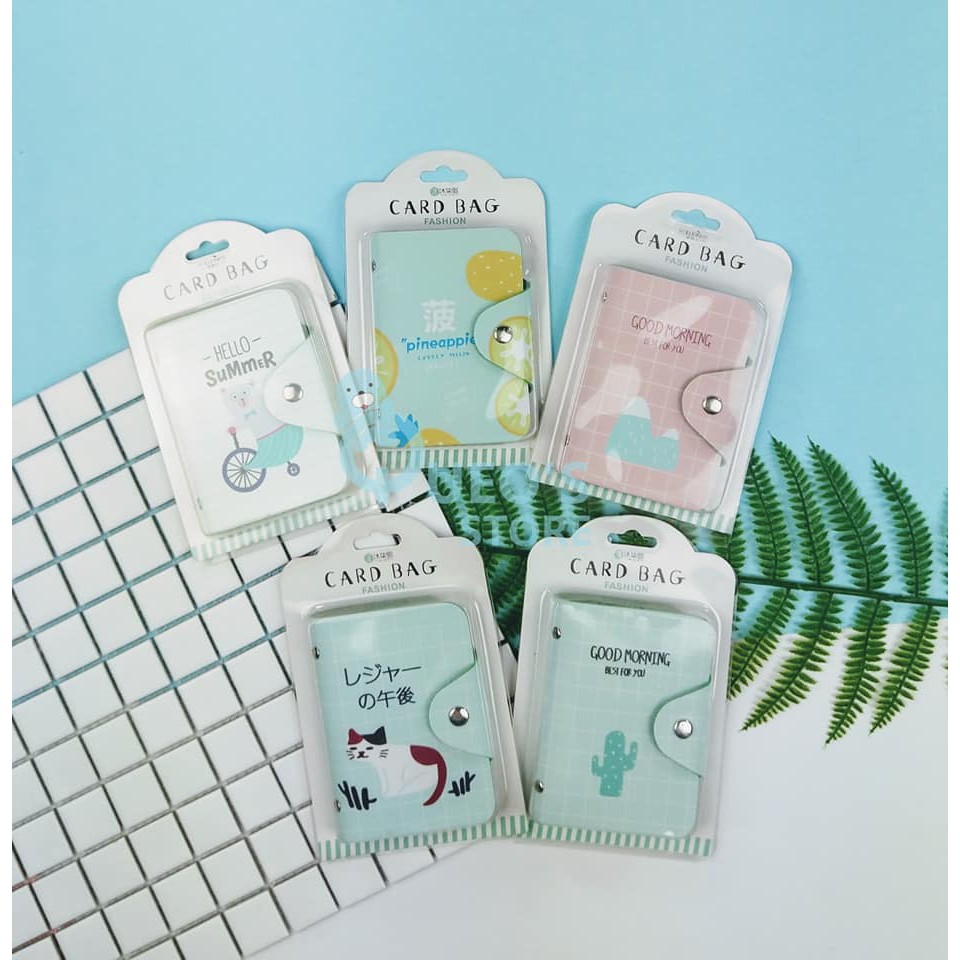 Ví da cầm tay đựng card nhiều mẫu đáng yêu: heo hồng, hoa, cây, mèo ...