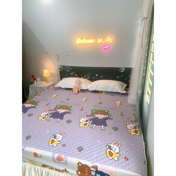 Ga chống thấm cotton trần bông Muso mềm mịn mát bo đệm đến 25cm không kèm gối