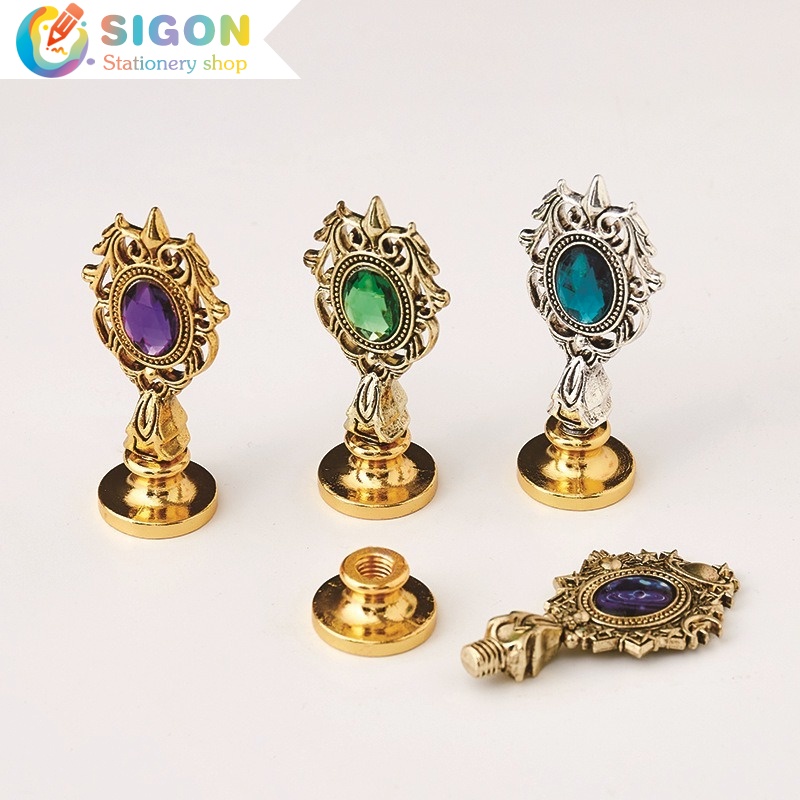 Con Dấu Kim Loại Với Tay Cầm Đính Đá Họa Tiết Bầu Trời Đầy Sao Phong Cách Vintage