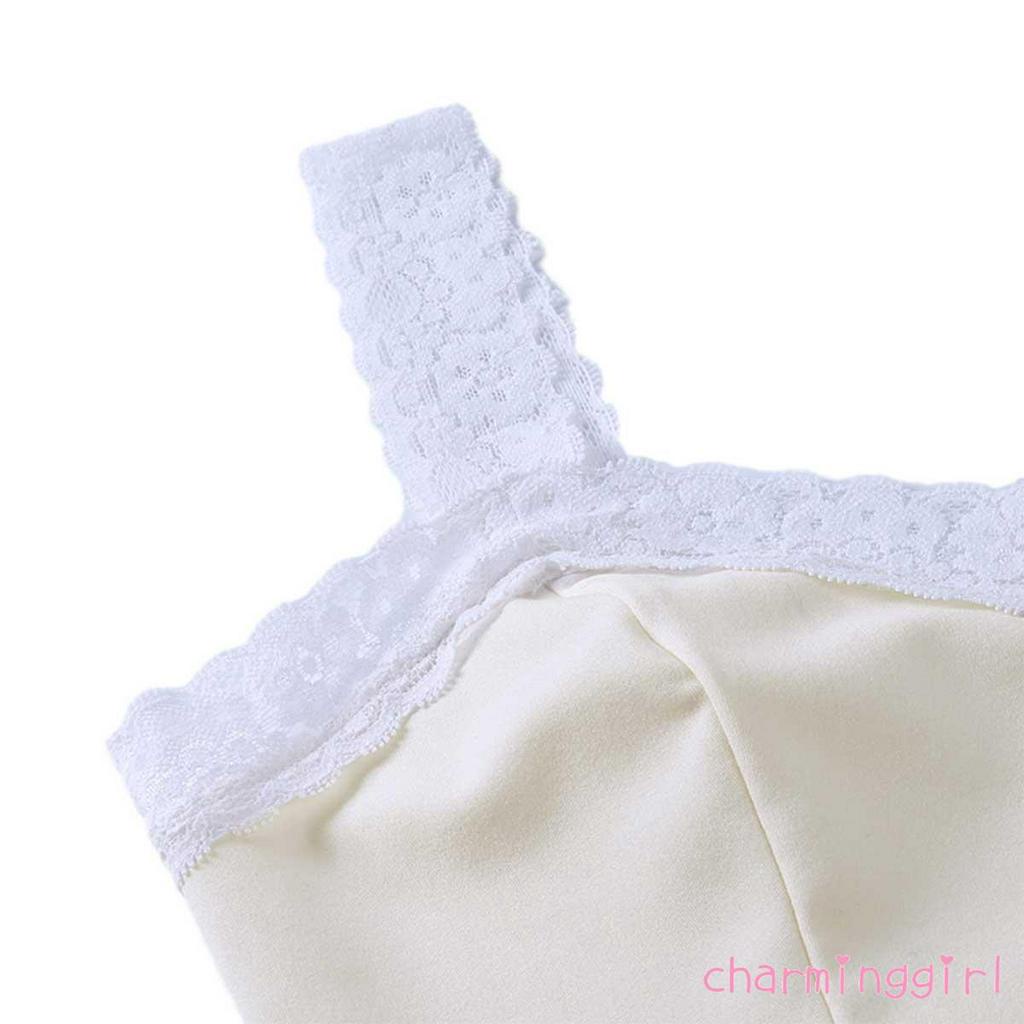 Áo Hai Dây Cổ Chữ V Phối Ren Màu Trơn Kiểu Dáng Quyến Rũ