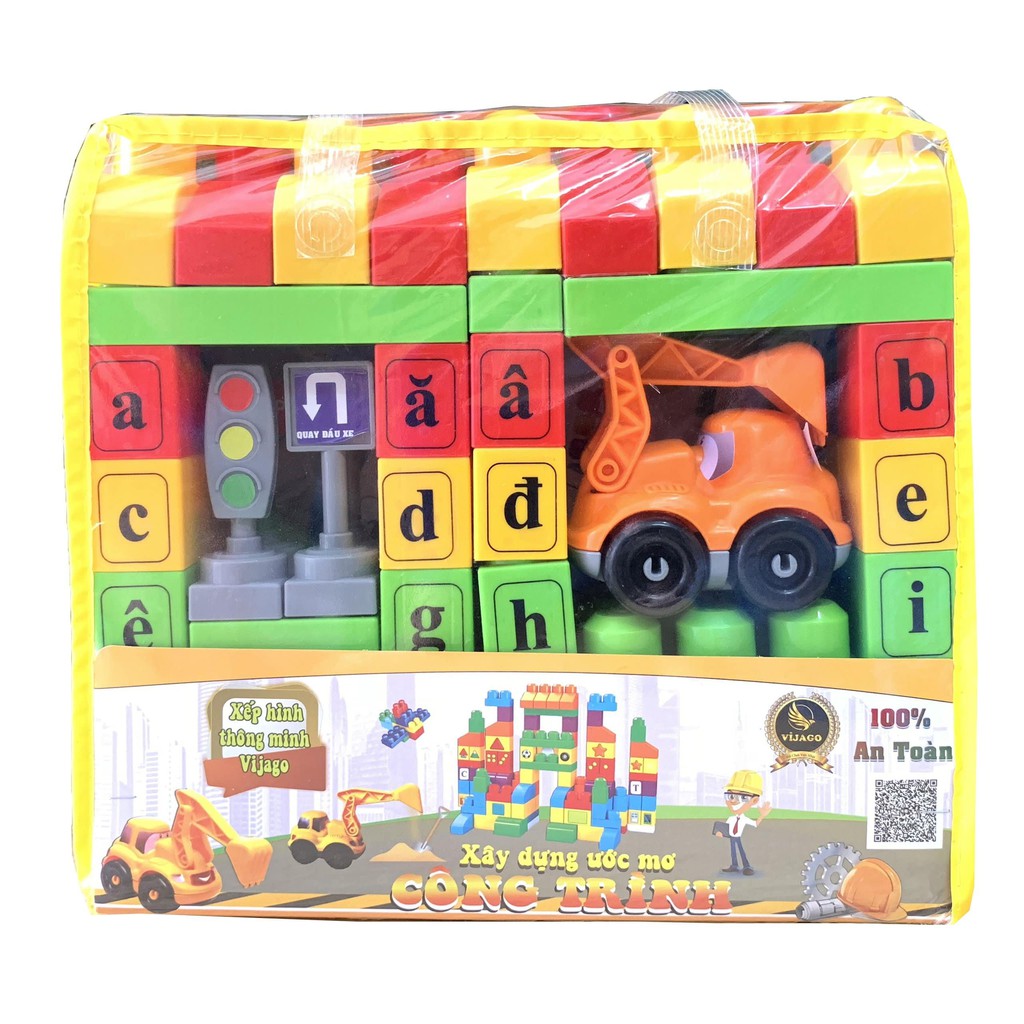 Bộ Xếp Hình Xây Dựng Mơ Ứơc Công Trình Kết Hợp Dạy Chữ Cho Bé Giúp Phát Triển Trí Tuệ