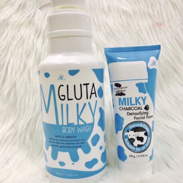 Sữa tắm Gluta Milk 800ml TẶNG sữa rửa mặt Gluta Milk 190g hãng Thái Lan