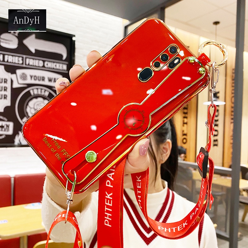 Ốp điện thoại dây đeo cổ tay AnDyH cho OPPO A5 A8 A9 A31 A32 A33 A53 2020 (có dây buộc miễn phí), vỏ