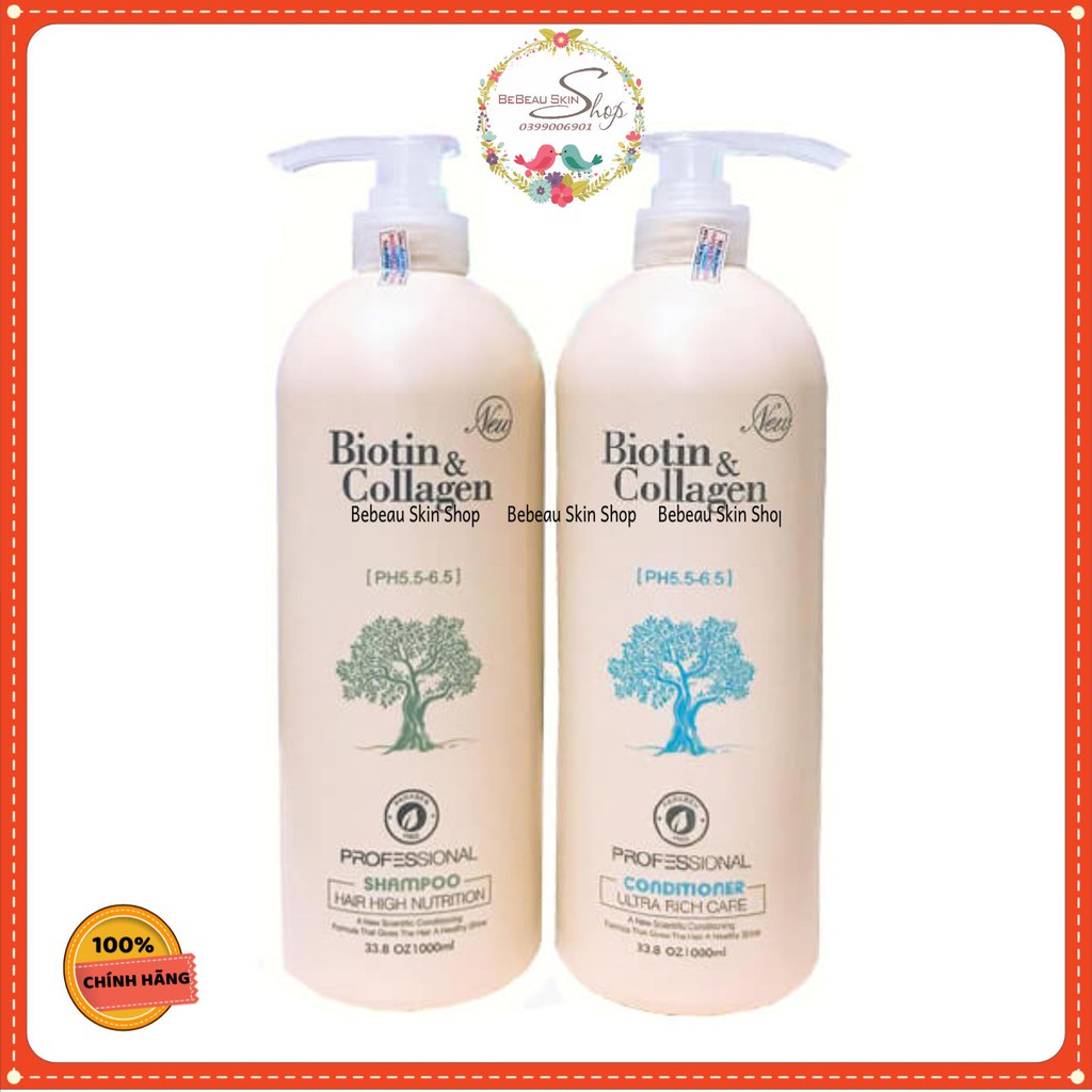 Dầu gội xả Biotin Collagen trắng phục hồi chống rụng tóc 1000ml