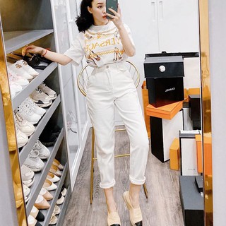 Quần baggy kaki nữ khóa kéo Basic