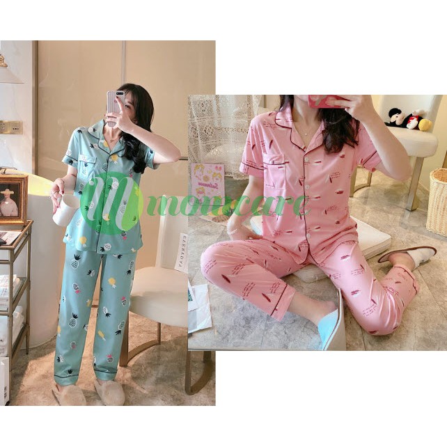 Bộ đồ ngủ, Pijama cộc tay quần dài mềm mịn, siêu dễ thương