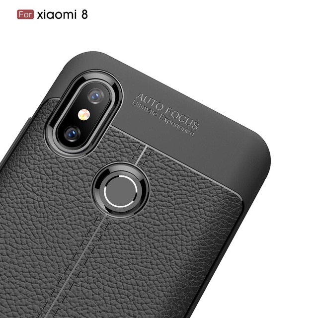 Xiaomi Mi8 Ốp dẻo vân da sần chống sốc Autofocus