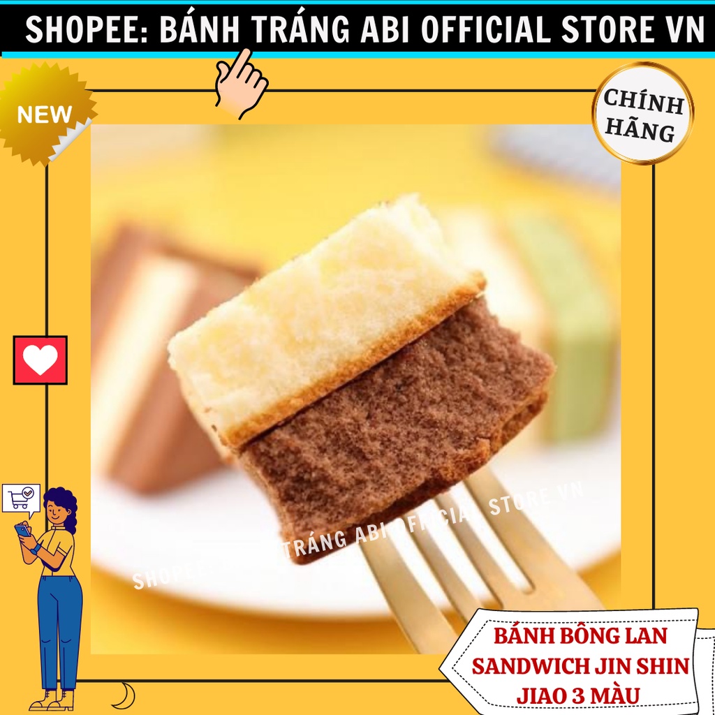 Bánh bông lan gato tam giác cao cấp đài loan Jin Shan Jiao 3 vị socola trà xanh dâu