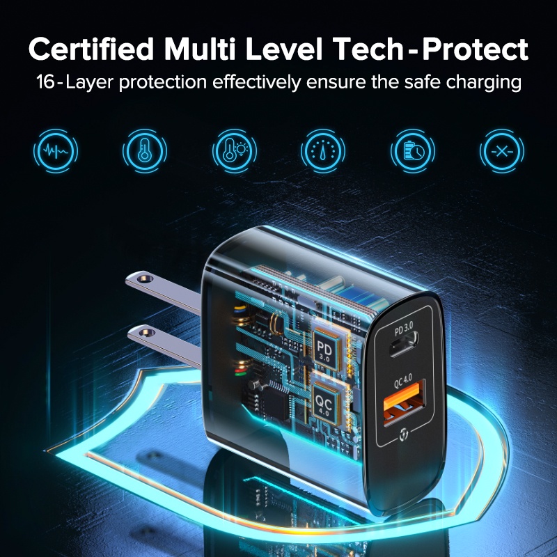 Bộ Sạc Nhanh QOOVI PD 20W Type C chính hãng Cho Huawai Samsug iPho