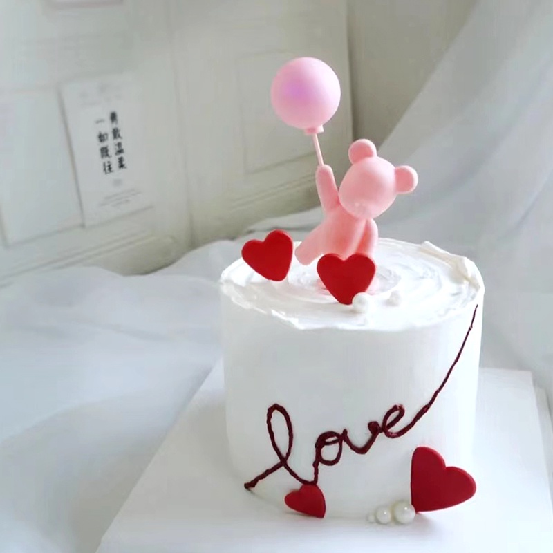 Phụ Kiện Trang Trí Bánh Kem Có Đèn LED Hình Gấu Dễ Thương