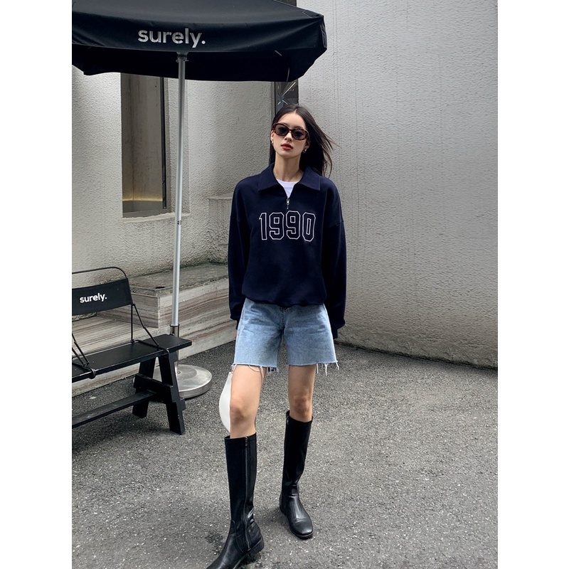 Áo Thun Nữ Dài Tay Cổ Bẻ Thời Trang Hàn | BigBuy360 - bigbuy360.vn