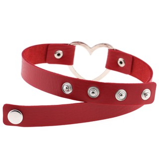 Vòng cổ choker da Pu khoen tim