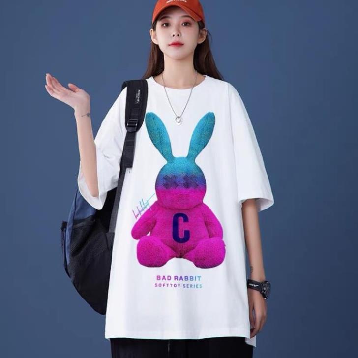 Áo thun unisex Khổng Hiền from rộng cổ tròn tay lỡ freesize 38-70kg Thỏ rabbit