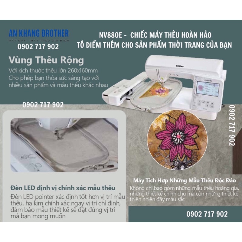 Máy thêu vi tính Brother NV880E tặng phần mền thêu Brother Pe Design