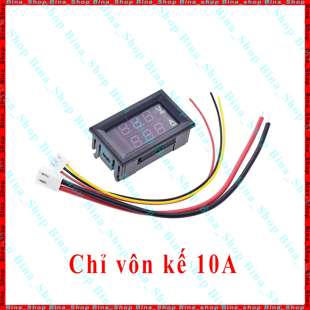 Vôn kế điện tử 100V 10A/50A/100A Vôn kế DC đo dòng và áp, trở Shunt tự mua (không kèm theo)
