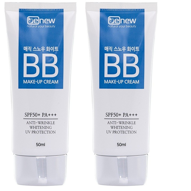 Bộ 2 kem nền BB CREAM che khuyết điểm, lỳ da và kiềm dầu BENEW SNOW WHITEN 3IN1 Hàn quốc 50ml/Hộp- Hàng chính hãng