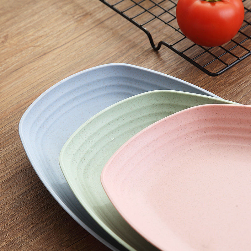 Đĩa hình chữ nhật 30cm bằng rơm lúa mì nhiều màu sắc dùng được cho lò vi sóng