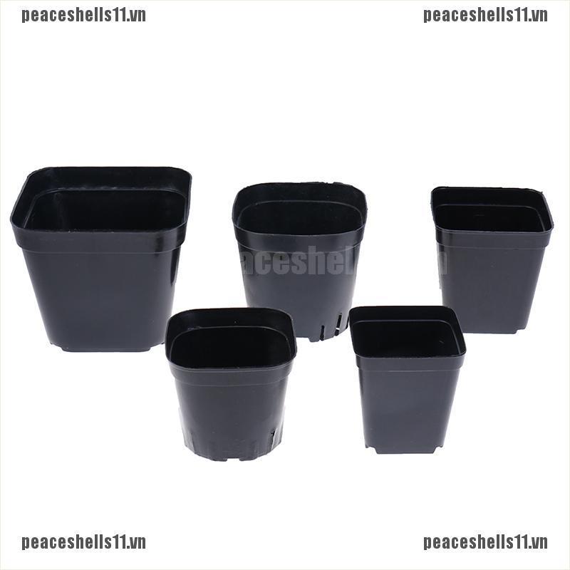 Bộ 10 Chậu Hoa Hình Vuông Màu Đen Bằng Nhựa