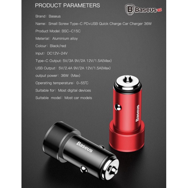 Bộ tẩu sạc nhanh đa năng dùng cho xe hơi Baseus LV196