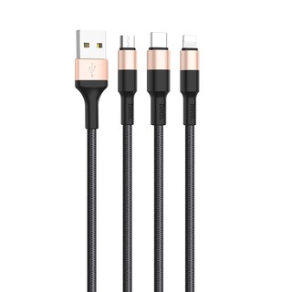 Cáp sạc 3 đầu sạc ( 3in1 ) Hoco X26 Lightning, Type-C, Micro USB - Hàng Chính Hãng