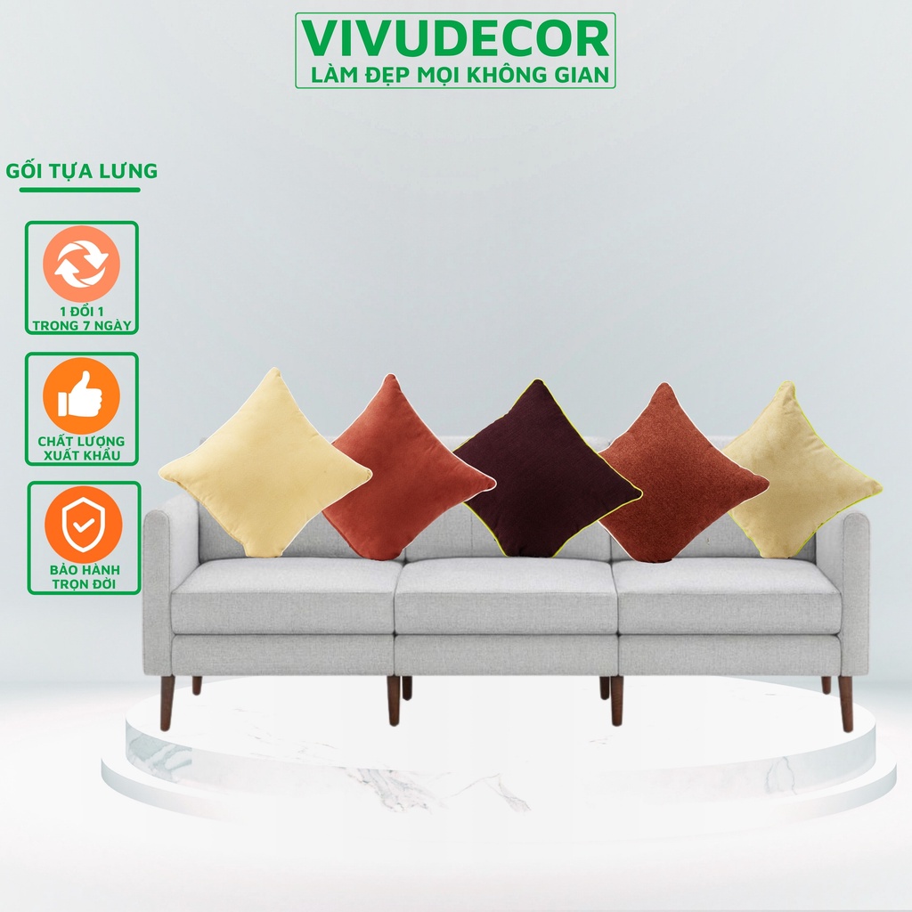 Gối tựa lưng Vivudecor, Gối trang trí sofa vuông 45x45 có vỏ và ruột bông hạt Hàng Xuất Khẩu