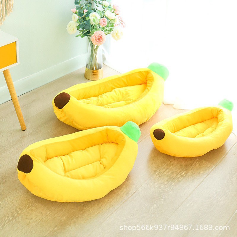 Đệm ổ trái chuối vải nhung mềm cho thú cưng, đệm cho chó, đệm cho mèo
