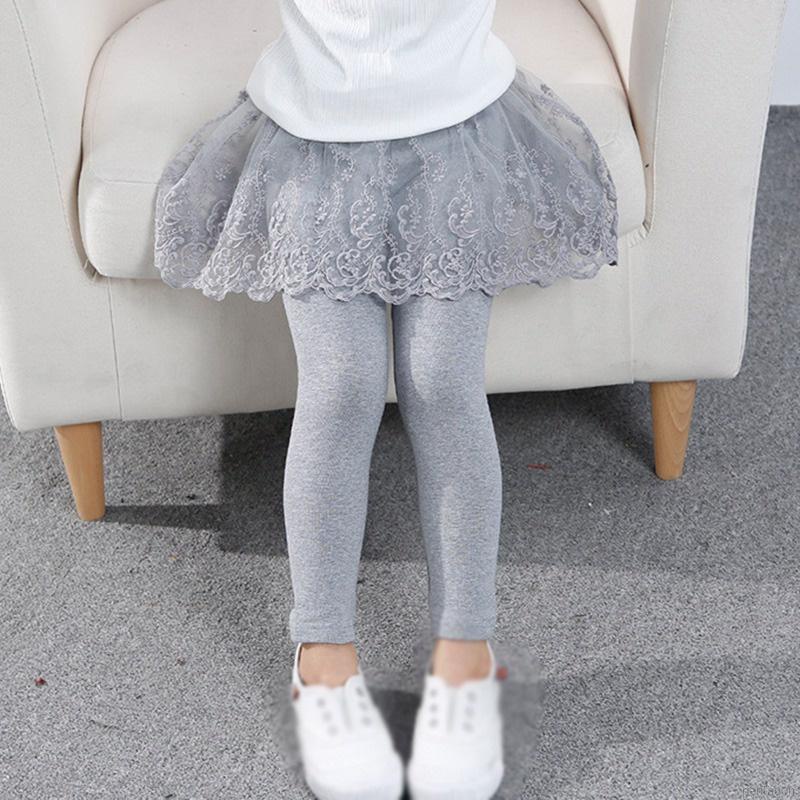 Quần legging cotton giả váy phối ren phong cách Hàn Quốc xinh xắn cho bé gái