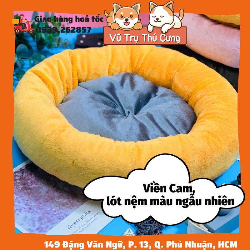 [Giá rẻ] Đệm Nhung Tròn cho Chó Mèo Nệm ngủ cho mèo