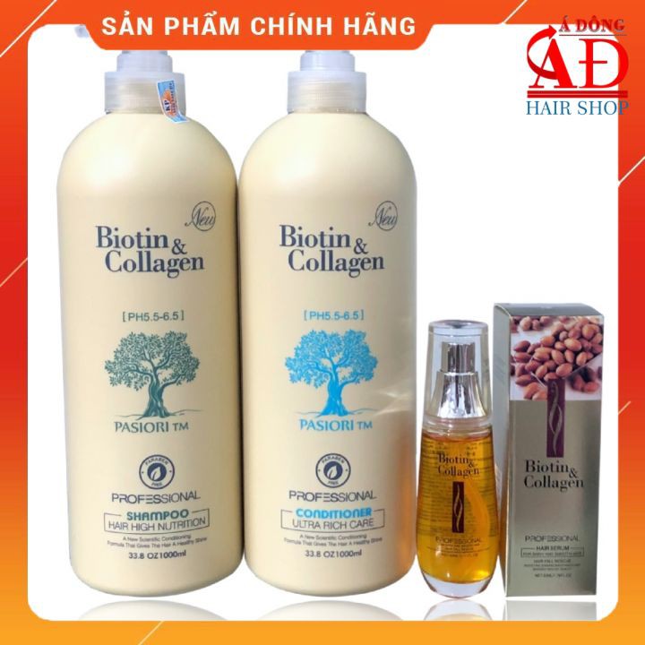 [Chính hãng] [1000mlx2] Cặp dầu gội xả Biotin & Collagen trắng phục hồi kích thích mọc tóc của Ý + Tặng tinh dầu 50ml