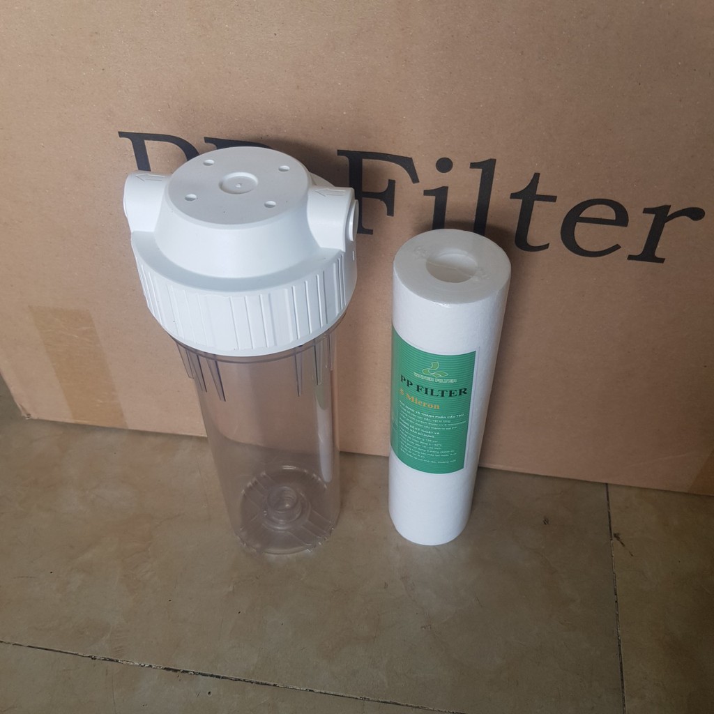 Combo cốc lọc thô 10 inch 2 ron kèm lõi lọc