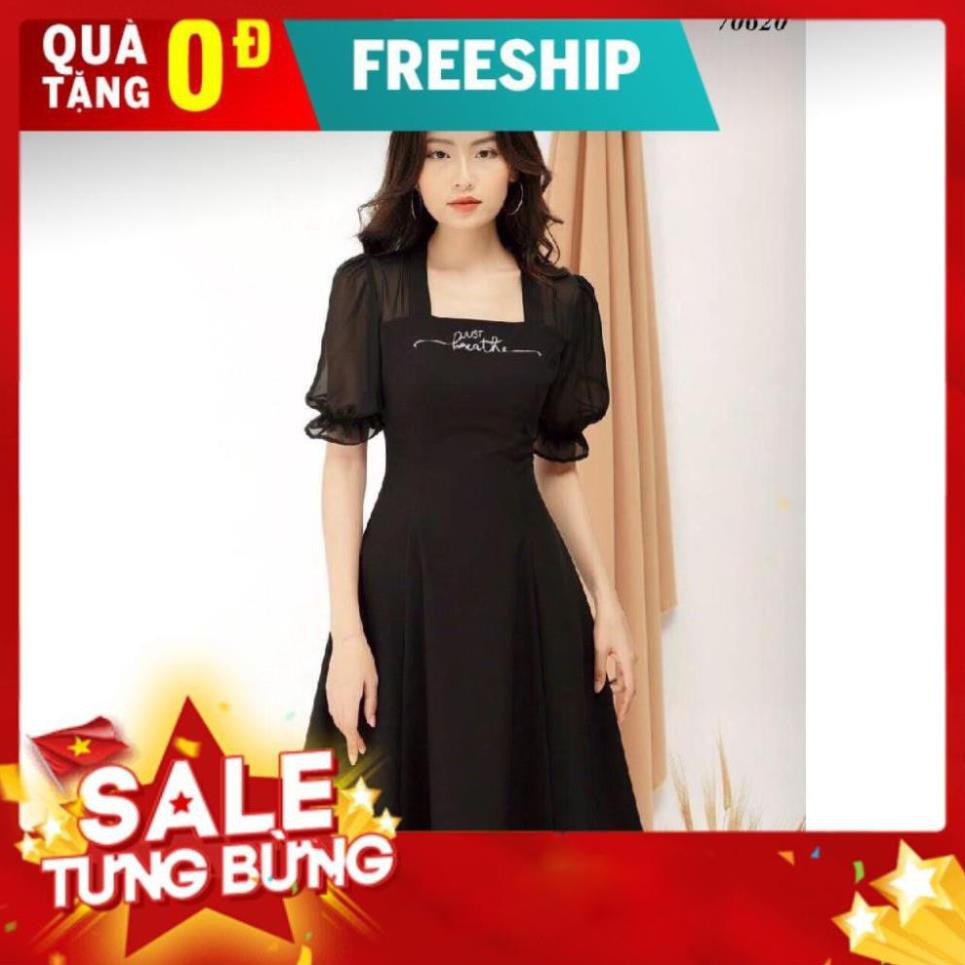 Đầm Thun Nhập Phối Voan Chữ Thêu Cực Dễ Thương - 70620