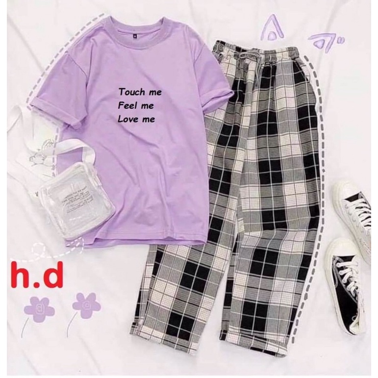 ☪️ Set đồ nữ👉Set Trang Phục👉áo touch me + quần kẻ karo đen [ NGUYỄN HẰNG ]