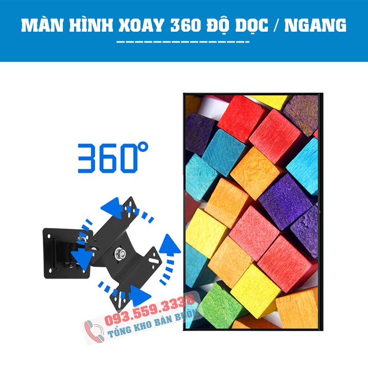 Giá Treo Màn Hình 17 - 27 Inch (Up to 32 Inch) Model F03 / Giá Treo Tivi Lắp Đặt Treo Tường - Xoay Màn 360 Độ