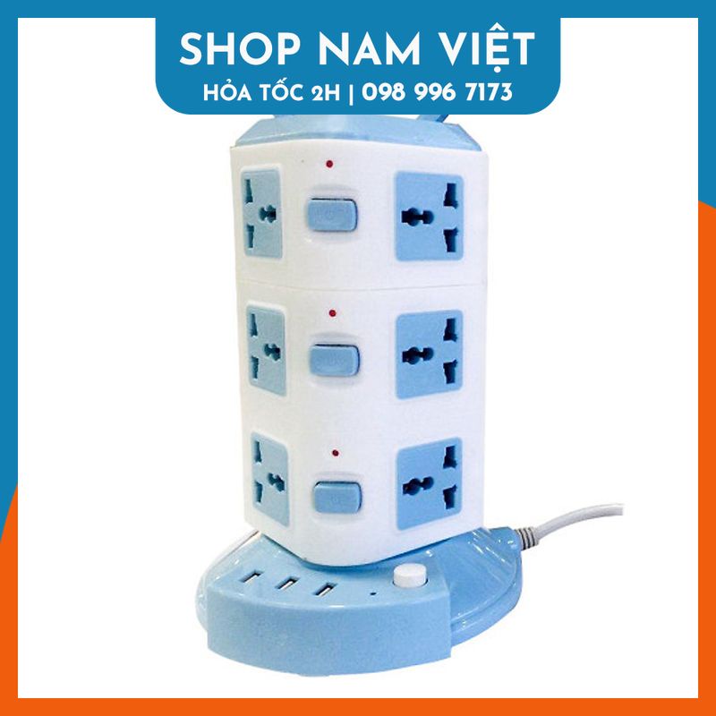Ổ Điện Hình Trụ 3-4 Tầng, 12/16 Ổ Cắm, 3 Cổng USB Có Công Tắc Riêng