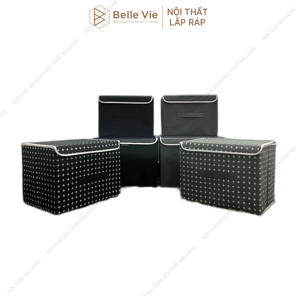 Hộp Đựng Quần Áo BELLEVIE Túi Đựng Quần Áo Có Nắp Gấp Gọn Vải Không Dệt Chống Nước Dày Dặn