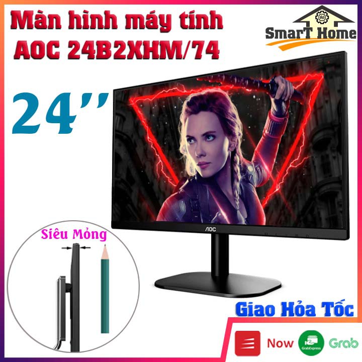 Màn Hình Máy Tính 24 Inch Full Viền AOC 24B2XHM/74 Full HD 1920*1080 75HZ Cổng Kết Nối HDMI + VGA Tiện Dụng BH 36 Tháng