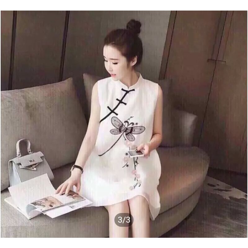 Đầm bầu váy bầu đầm suông đầm ovesize công sở cổ tàu chuồn chuồn thời trang Hàn Quốc