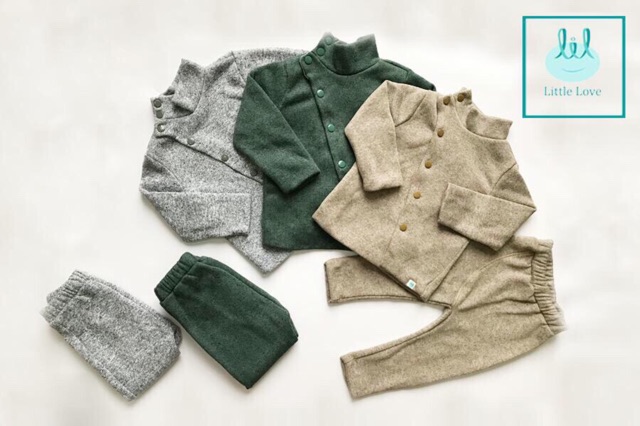 Bộ Cài Lệch Nỉ Len Lil Little Love