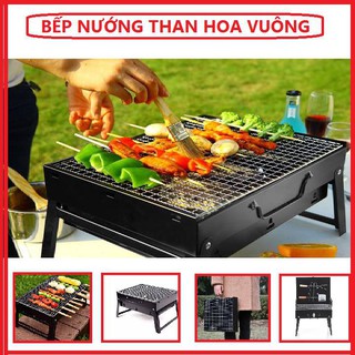 Bếp nướng than chống khói kèm vỉ nướng hình chữ nhật đi dã ngoại
