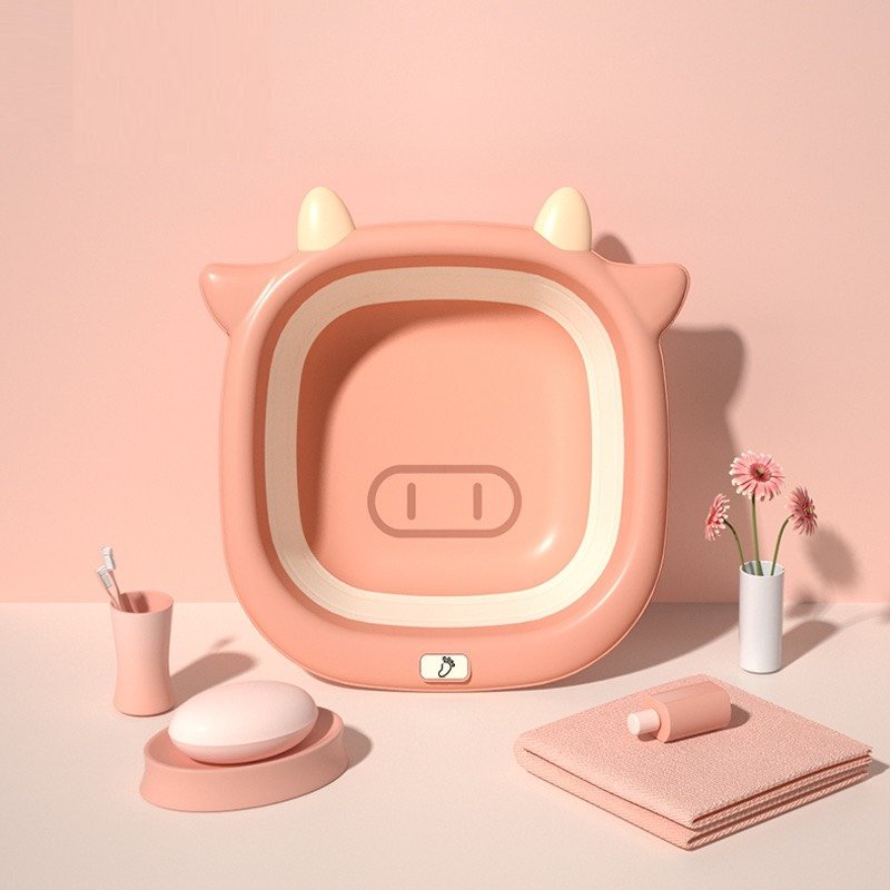 Chậu tắm, chậu rửa mặt, chậu đa năng gấp gọn silicon tiện lợi, dễ thương cho bé