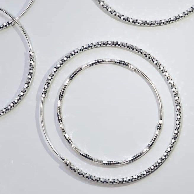 Khuyên tai bạc Khuyên tròn trơn vòng to đủ size bạc ta 925 Van jewelry V10721