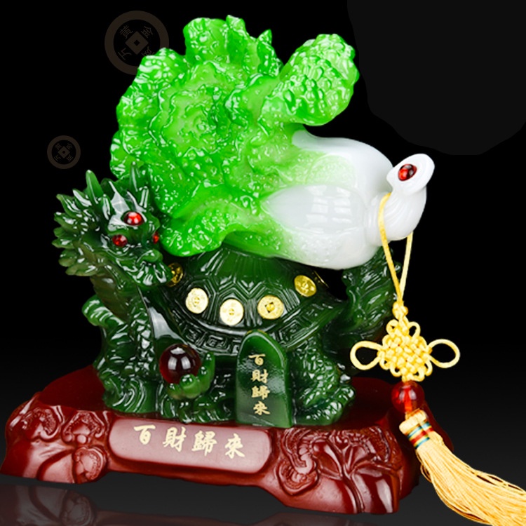 Tượng Long Quy Kéo Bắp Cải Phong Thủy,  Rùa Đầu Rồng, Quà Tặng Tân Gia Khai Trương Sinh Nhật Trang Trí Nhà Cửa