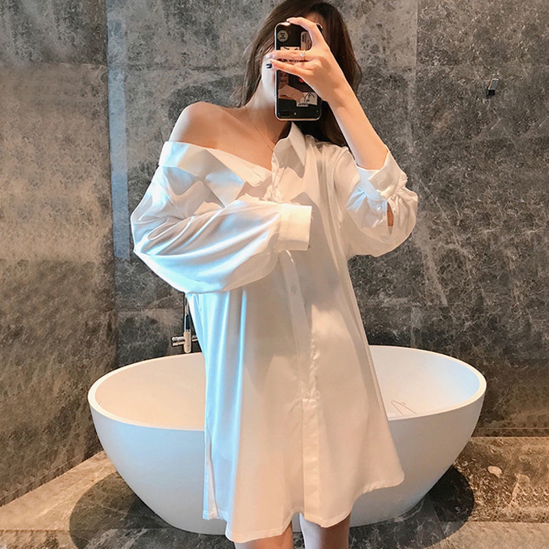 Đầm Ngủ Cổ Bẻ Phối Ren Phong Cách Pháp Cho Nữ