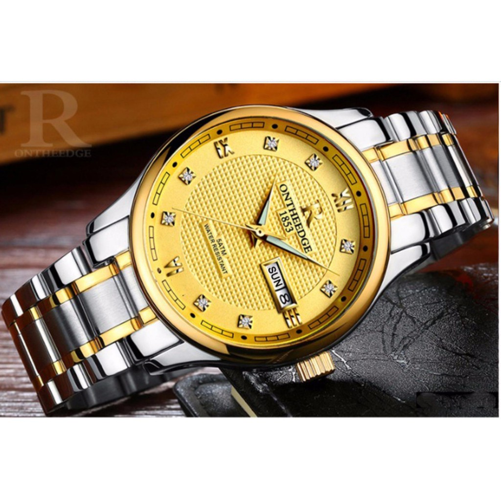 Đồng hồ nam ONTHEEDGE 1853 RZY025 - Mặt vàng, dây demi
