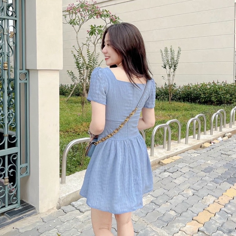 🦋Đầm Xoè Cổ Vuông Đan Dây Ngực🦋